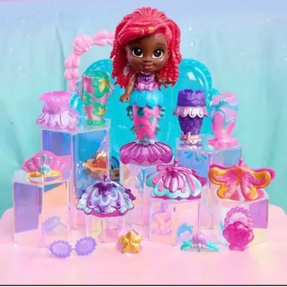 New Disney Junior ARIEL Pop Tails Fashion Doll Playset with Storage Case, 17 Pcs